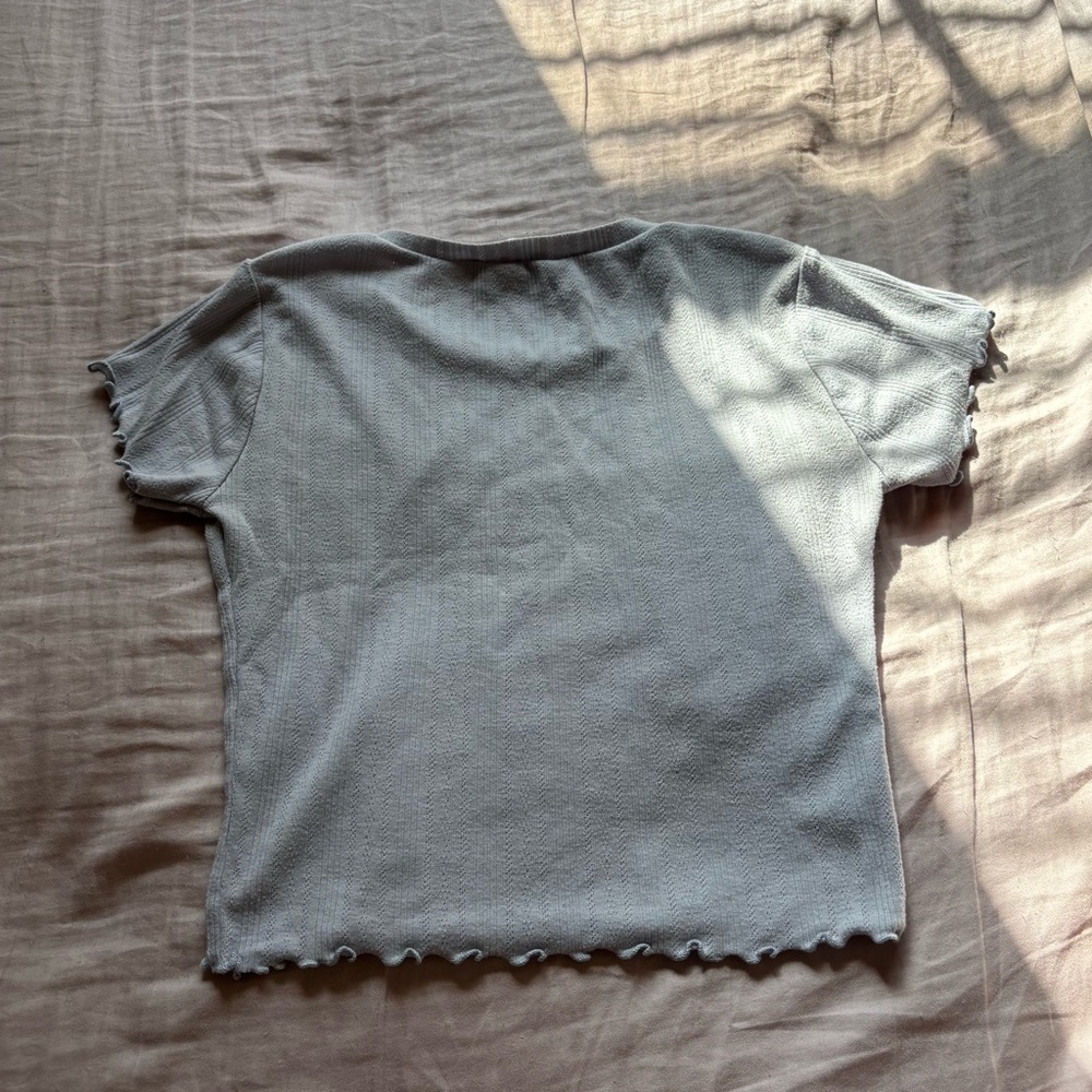 Light Blue Ruffle Hem Tee - Picture 2 of 5